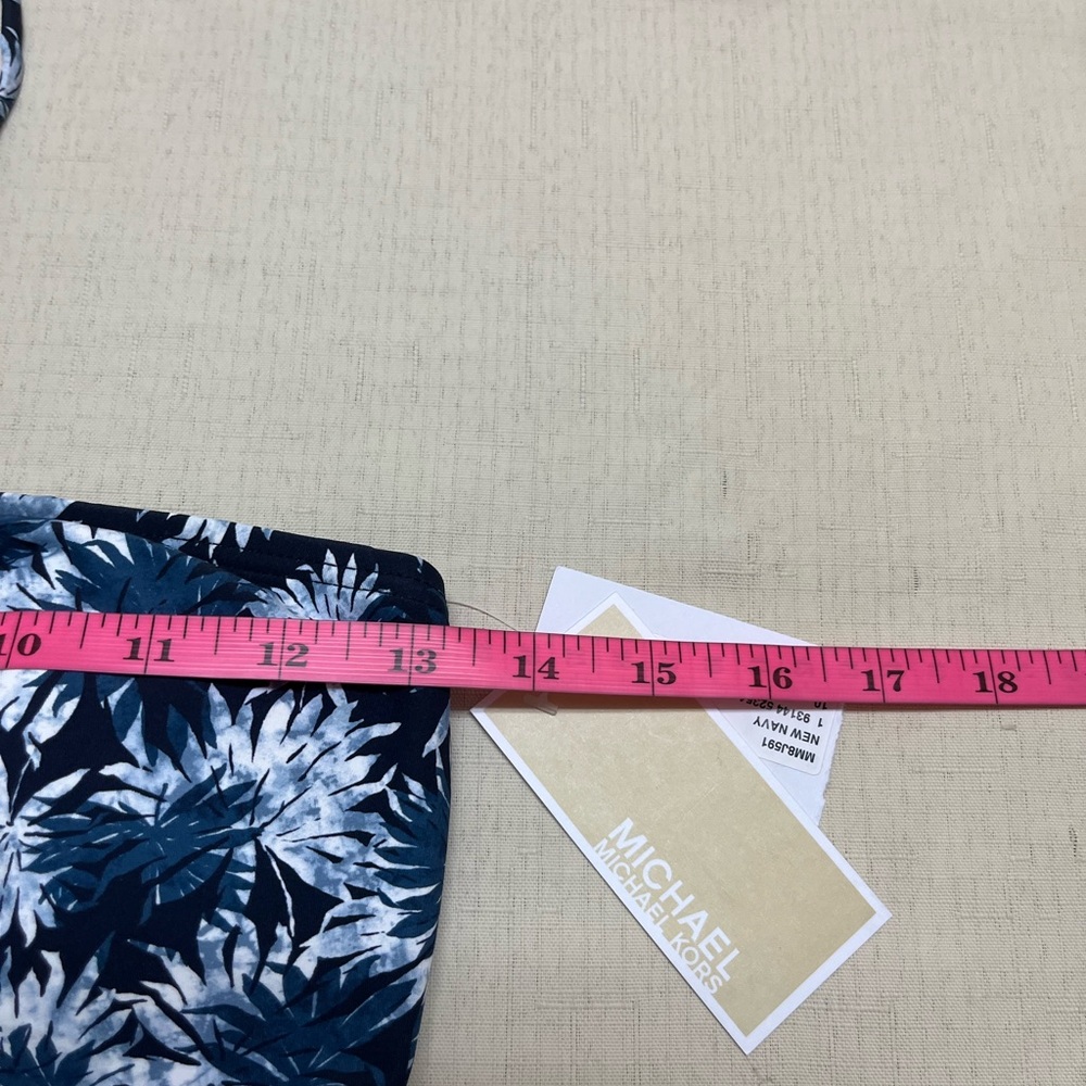 NWT Michael Michael Kors size 6 navy tropical palm Cutout Swimsuit - Picture 4 of 14